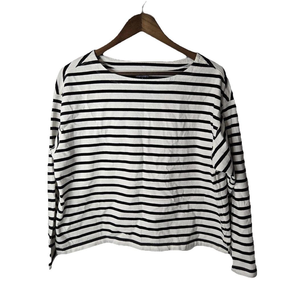 Old Navy Black White Stripe Cotton Long Sleeve T Shirt Large